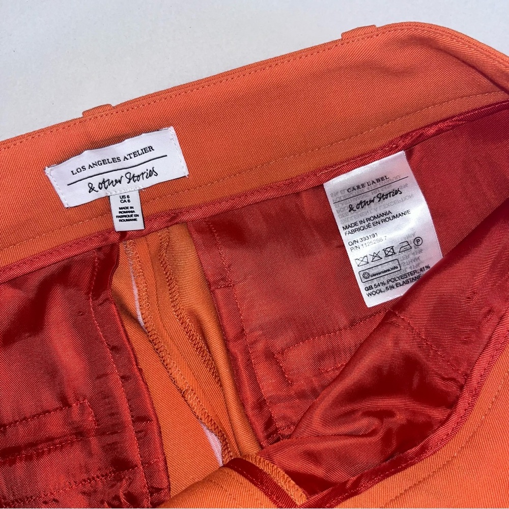 & Other Stories Trousers Size 6 Career Orange Office Workeear - Picture 10 of 10